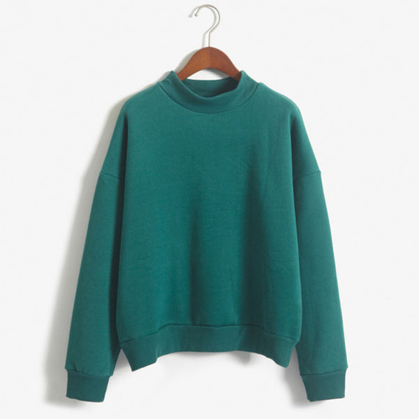 Women Pullover 9 colors Winter Loose Fleece Thick Knit Sweatshirt Female