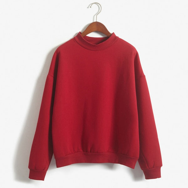 Women Pullover 9 colors Winter Loose Fleece Thick Knit Sweatshirt Female